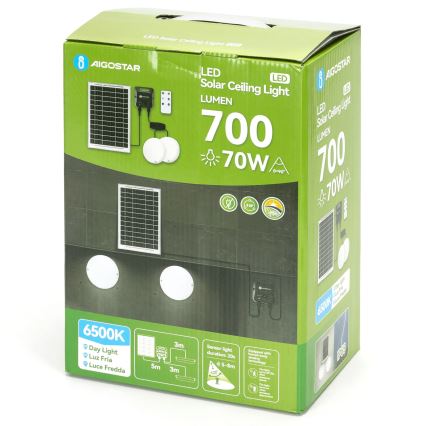 Aigostar - LED-zonneplafondlamp met sensor 2xLED/35W/3,7V 6000 mAh IP65 + afstandsbediening