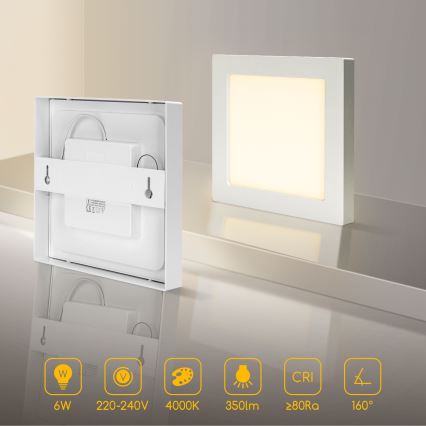 Aigostar - LED plafondopbouwlamp LED/6W/230V 4000K 12,2x12,2 cm wit