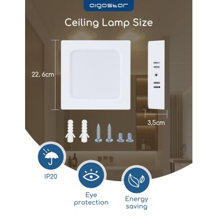 Aigostar - LED Plafonnier en saillie LED/18W/230V 4000K 22,6x22,6 cm blanc