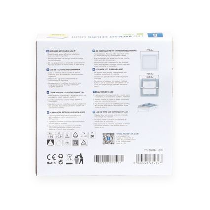 Aigostar - LED Plafonnier LED/12W/230V 17,3x17,3 cm 3000K blanc