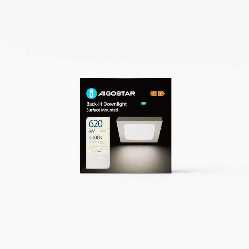 Aigostar - LED Plafonnier LED/6W/230V 12,2x12,2 cm 4000K blanc