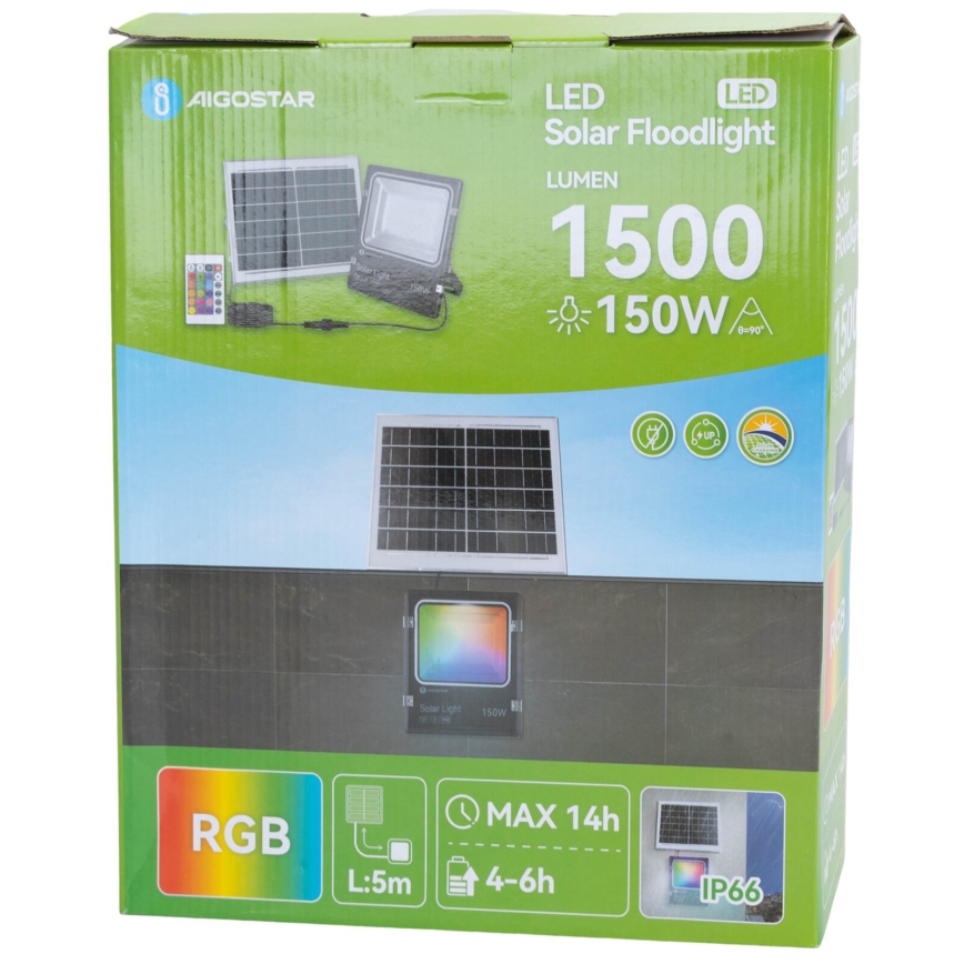 Aigostar - LED RGB Dimbare zonne-schijnwerper LED/150W/3,2V IP66 + afstandsbediening