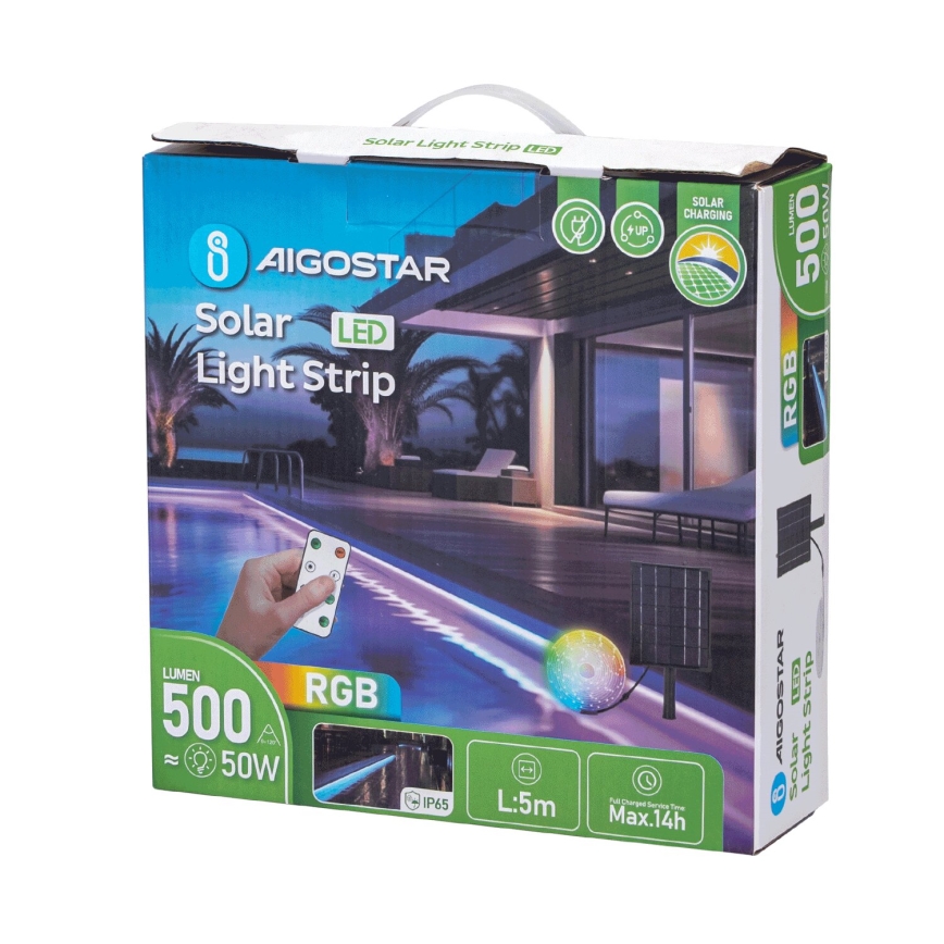 Aigostar - LED RGB Dimbare zonnestrip LED/5W/3,2V 5+2m IP65 + afstandsbediening