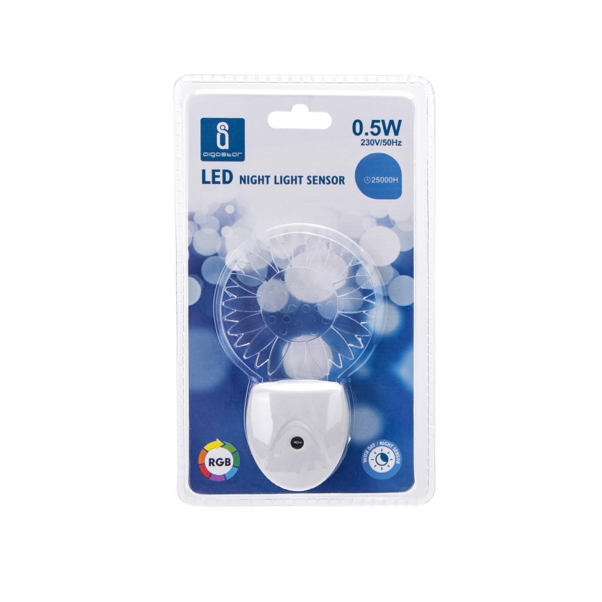 Aigostar - LED RGB nachtlampje met sensor LED/0,5W/230V zon
