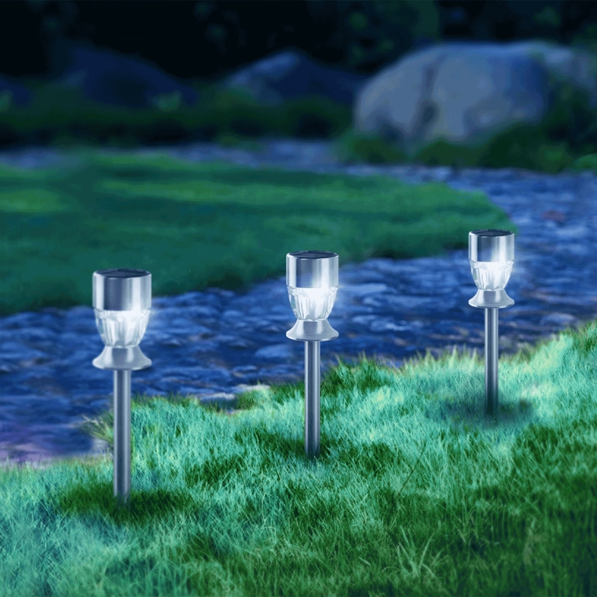 Aigostar - LED RGB Solar lamp LED/0,006W/1,2V 35,5 cm 100 mAh mat chroom IP44