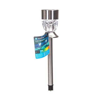 Aigostar - LED RGB Solar lamp LED/0,006W/1,2V 35,5 cm 100 mAh mat chroom IP44