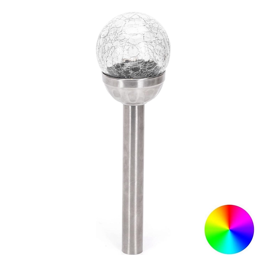 Aigostar - LED RGB Solar lamp LED/0,006W/1,2V 37,8cm mat chroom IP44