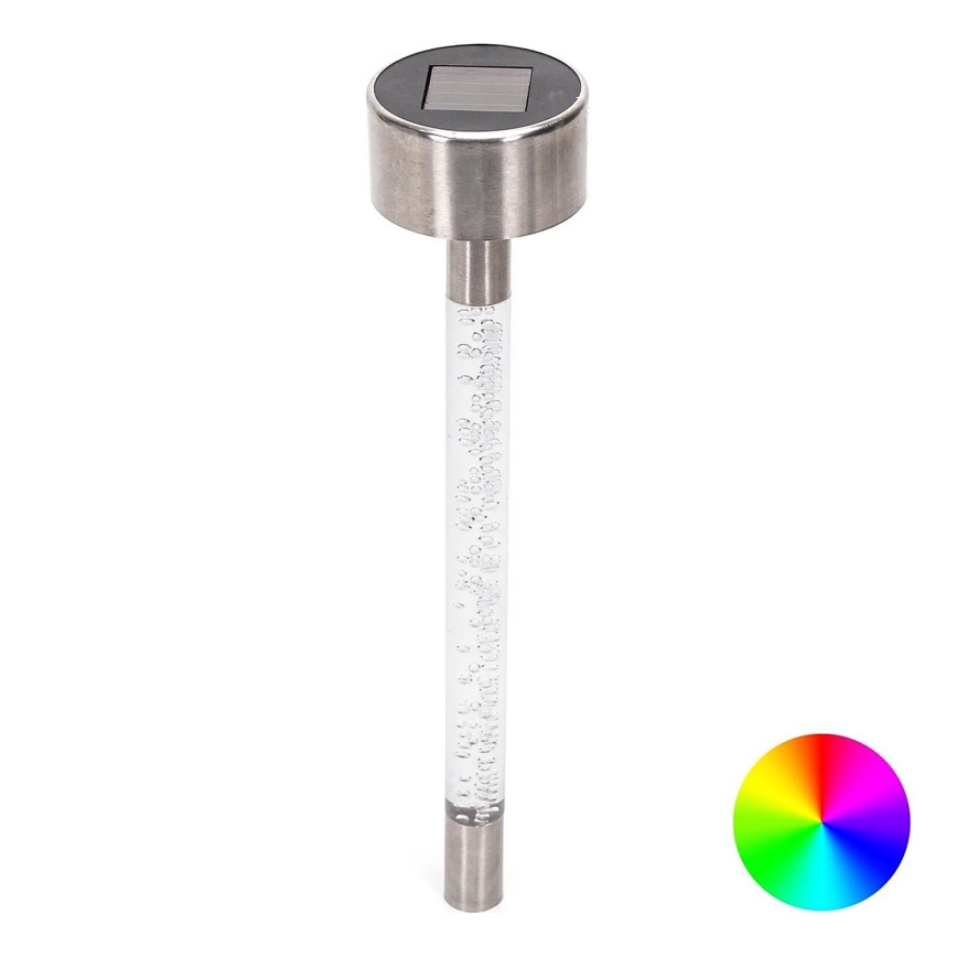 Aigostar - LED RGB Solar lamp LED/0,006W/1,2V 40 mAh 36,7cm mat chroom IP44
