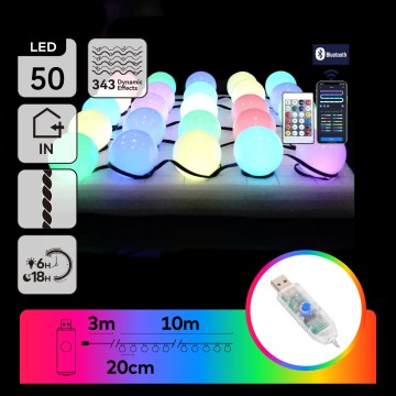 Aigostar - LED RGBIC decoratieve lichtsnoer 25xLED/5W/USB 10 m multicolor