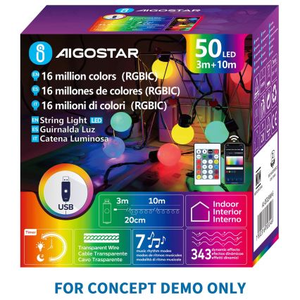Aigostar - LED RGBIC decoratieve lichtsnoer 25xLED/5W/USB 5 m meerkleurig