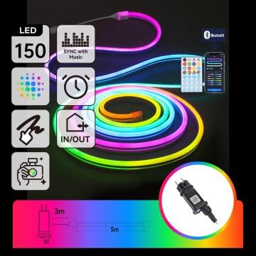 Aigostar - LED RGBICW Slimme buiten kerstsnoer MESH 150xLED 5m IP44 + afstandsbediening