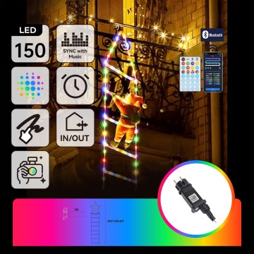 Aigostar - LED RGBICW slimme buiten kerstverlichting MESH 150xLED/230V 3m IP44 + afstandsbediening