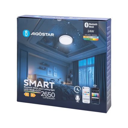 Aigostar - LED RGBW Dimbare badkamer plafondlamp MESH Smart LED/24W/230V 3000-6500K IP44 + afstandsbediening