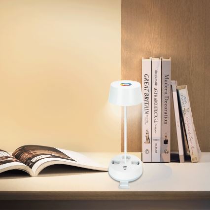 Aigostar - RGBW Dimbaar LED Bureau Lamp met Power Outlets en USB LED/4.6W/230V 3000/4000/6500K White