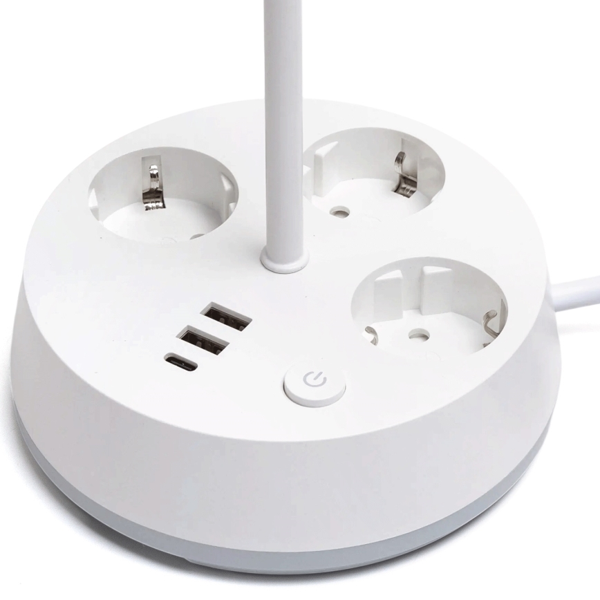 Aigostar - RGBW Dimbaar LED Bureau Lamp met Power Outlets en USB LED/4.6W/230V 3000/4000/6500K White
