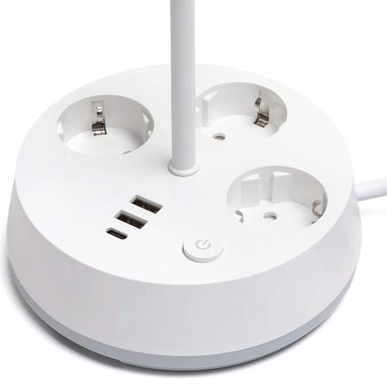Aigostar - LED RGBW Dimbare Bureaulamp met Stopcontacten en USB LED/4,6W/230V 3000/4000/6500K Wit