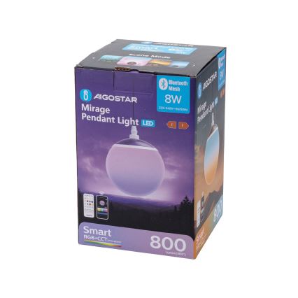 Aigostar - LED RGBW Dimbare hanglamp aan een koord MESH LED/8W/230V 2700-6500K wit + afstandsbediening