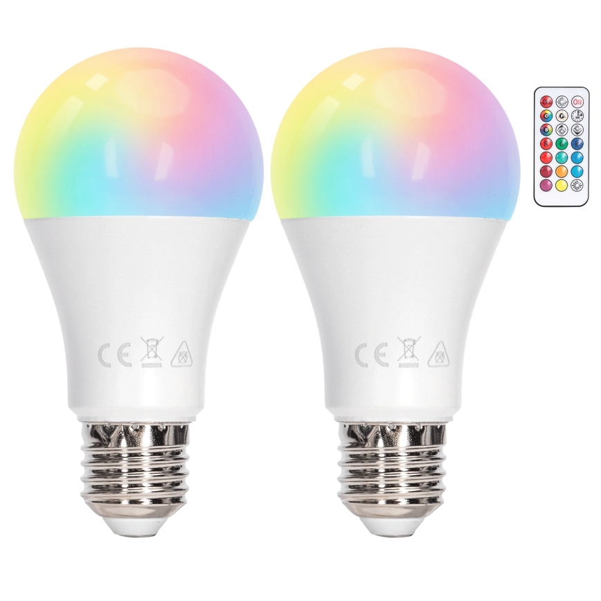 Aigostar - Dimbare LED RGBW-lamp A60 E27/8W/230V 3000K + afstandsbediening