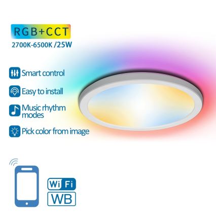 Aigostar - LED RGBW Dimbaar Plafondlamp LED/25W/230V 2700-6500K Wi-Fi