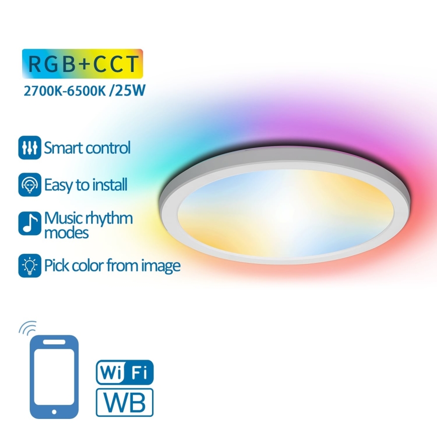 Aigostar - LED RGBW Dimbaar Plafondlamp LED/25W/230V 2700-6500K Wi-Fi