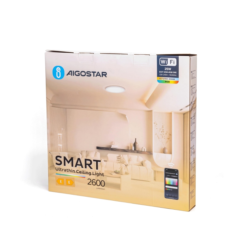 Aigostar - LED RGBW Dimbare plafondlamp LED/25W/230V 2700-6500K Wi-Fi