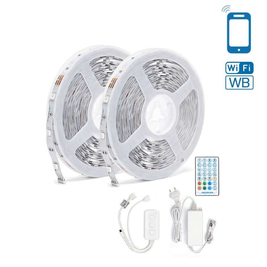 Aigostar - LED RGBW dimbare strip LED/48W/12V 2x7,5 m Wi-Fi