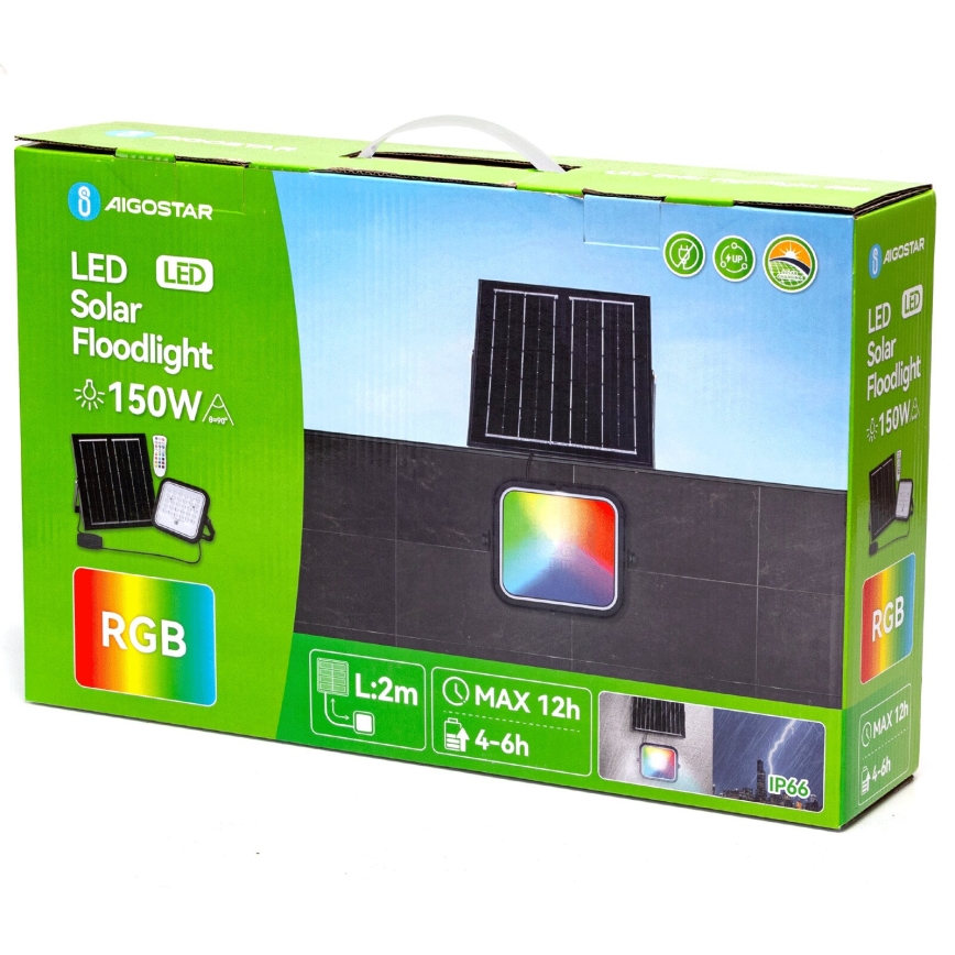 Aigostar - LED RGBW Dimbare zonne-schijnwerper LED/150W/3,4V IP66 + afstandsbediening