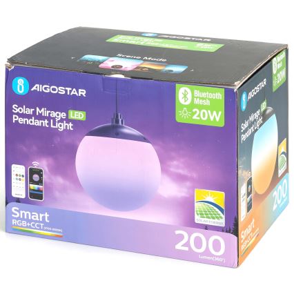 Aigostar - LED RGBW dimbare zonnehanglamp MESH LED/20W/3,7V 4000 mAh 2700K-6500K IP65 Ø 15 cm