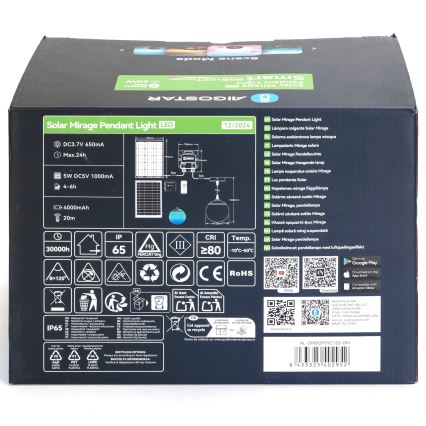 Aigostar - LED RGBW dimbare zonnehanglamp MESH LED/20W/3,7V 4000 mAh 2700K-6500K IP65 Ø 15 cm