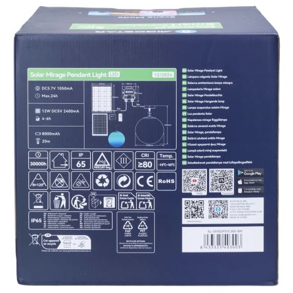 Aigostar - Dimbare LED RGBW zonne-lantaarn MESH LED/5W/3,7V 8000 mAh 2700K-6500K IP65 Ø 30 cm