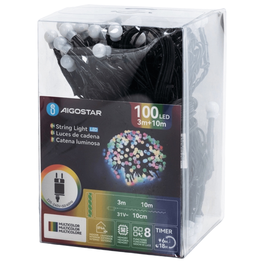 Aigostar - LED buiten decoratieve lichtsnoer 100xLED/8 functies 10 m IP44 meerkleurig