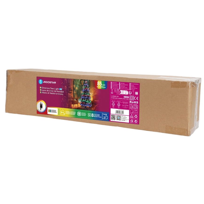 Aigostar - LED buitenkerstboom 85 LEDs/8 functies 0,9 m IP44 multicolor