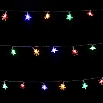 Aigostar - LED RGBY buiten kerstverlichting, 100 LED, 8 functies, 3x AA-batterijen, 10 m, IP44, met sterren