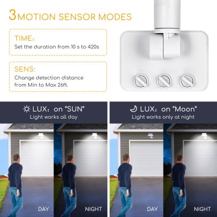 Aigostar - LED Schijnwerper met Sensor LED/10W/230V 4000K IP65 wit