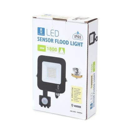 Aigostar - LED Schijnwerper met Sensor LED/20W/230V 4000K IP65