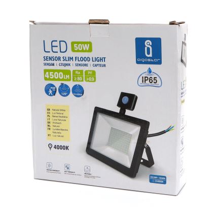 Aigostar - LED Schijnwerper met Sensor LED/50W/230V 4000K IP65 zwart