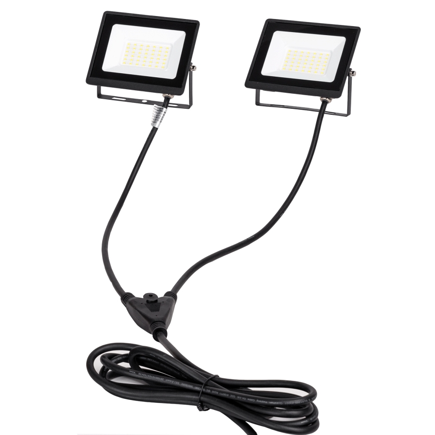 Aigostar - LED-schijnwerper met statief, 2×LED, 30 W, 230 V, 6500 K, IP65, oranje/zwart