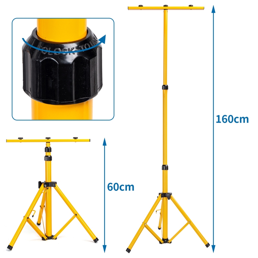 Aigostar - LED-schijnwerper met statief, 2×LED, 30 W, 230 V, 6500 K, IP65, oranje/zwart