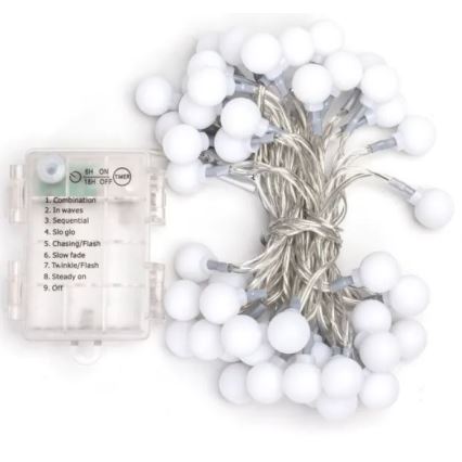 Aigostar - LED buiten  snoer 50xLED/3xAA/8 functies 5,3 m IP44 koelwit