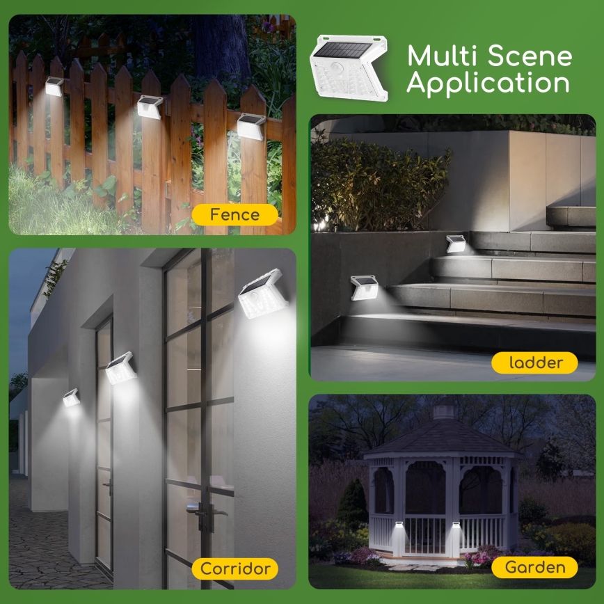 Aigostar - LED Solar buitenverlichting met sensor LED/1,48W/3,7V IP65 1200 mAh