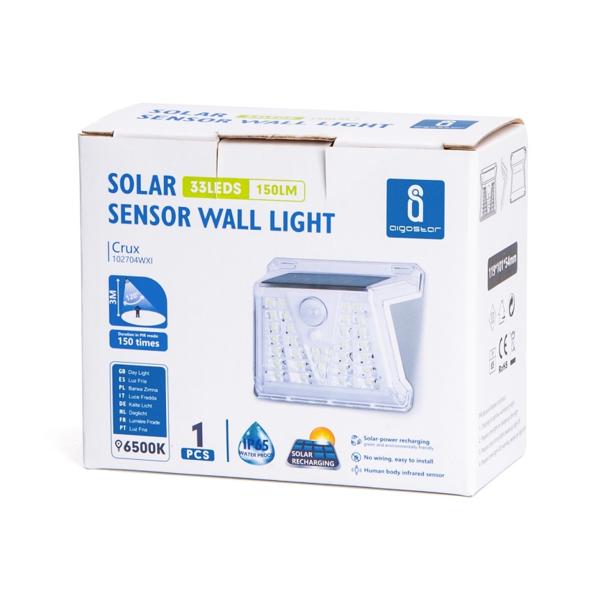 Aigostar - LED Solar buitenverlichting met sensor LED/1,48W/3,7V IP65 1200 mAh
