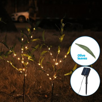 Aigostar - LED Solar decoratie 60xLED/3,5m IP65 warm wit olijf