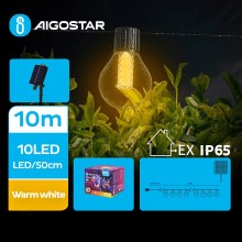 Aigostar - LED Solar Decoratieve lichtsnoer 10xLED/8 Functies 10,5m IP65 warm wit
