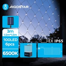 Aigostar - LED Solar Kerst lichtsnoer 100xLED/8 Functies 4,5x1,5m IP65 koud wit