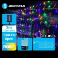 Aigostar - LED Solar Kerst lichtsnoer 100xLED/8 Functies 4,5x1,5m IP65 Meerdere kleuren