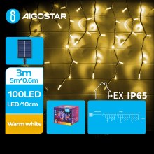 Aigostar - LED Solar Kerst lichtsnoer 100xLED/8 Functies 8x0,6m IP65 warm wit