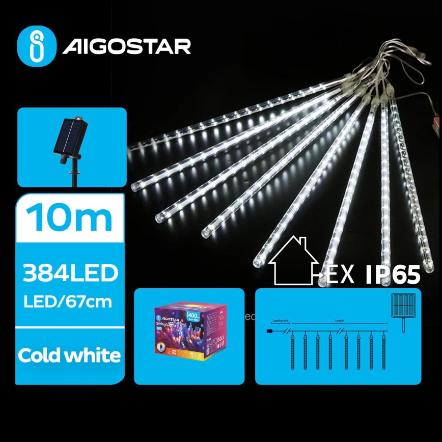 Aigostar - LED Solar Kerst lichtsnoer 384xLED/13m IP65 koud wit