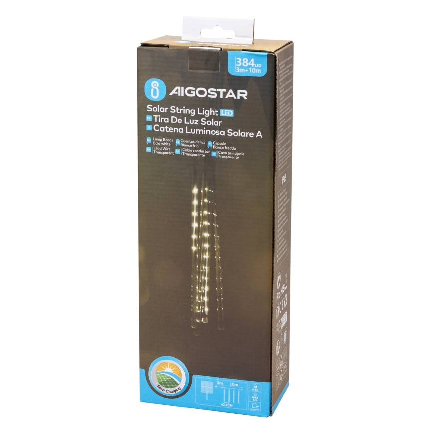 Aigostar - LED Solar Kerst lichtsnoer 384xLED/13m IP65 koud wit