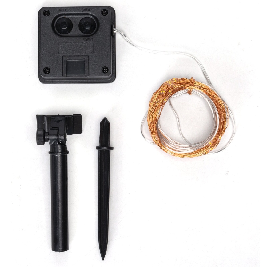 Aigostar - LED Solar Kerstketting 100xLED/8 Functies 12m 800 mAh IP65 warm wit