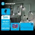 Aigostar - LED Solar Kerstketting 10xLED/8 Functies 6,5m 500 mAh IP65 koud wit